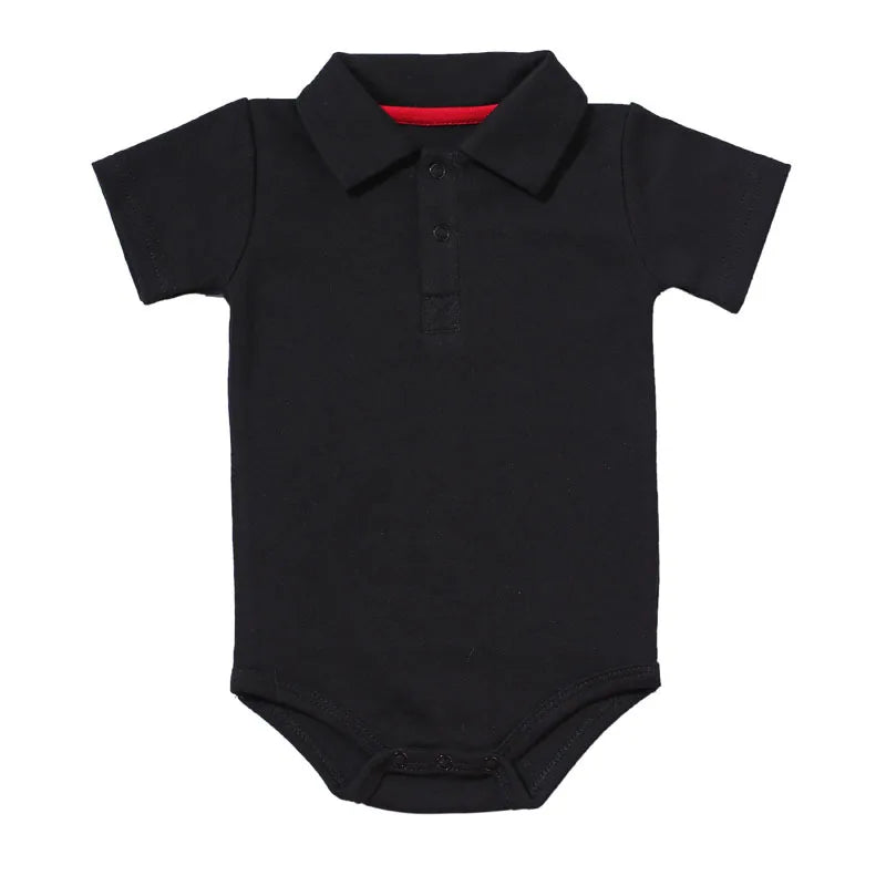 Adorable Baby Boy black Turn-down Collar Romper. 0-2 years