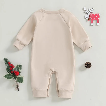 Back of Festive Santa Baby Christmas Jumpsuit. Baby boy and girl 0-2 Years