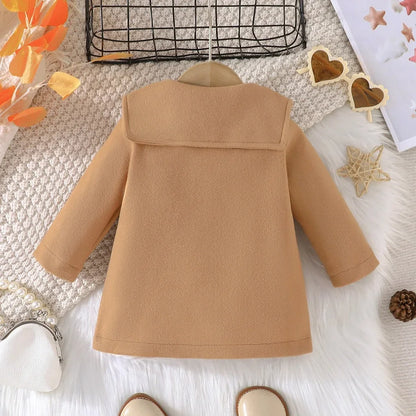 Back of adorable Khaki Long Sleeve Baby Coat 0-3 Years