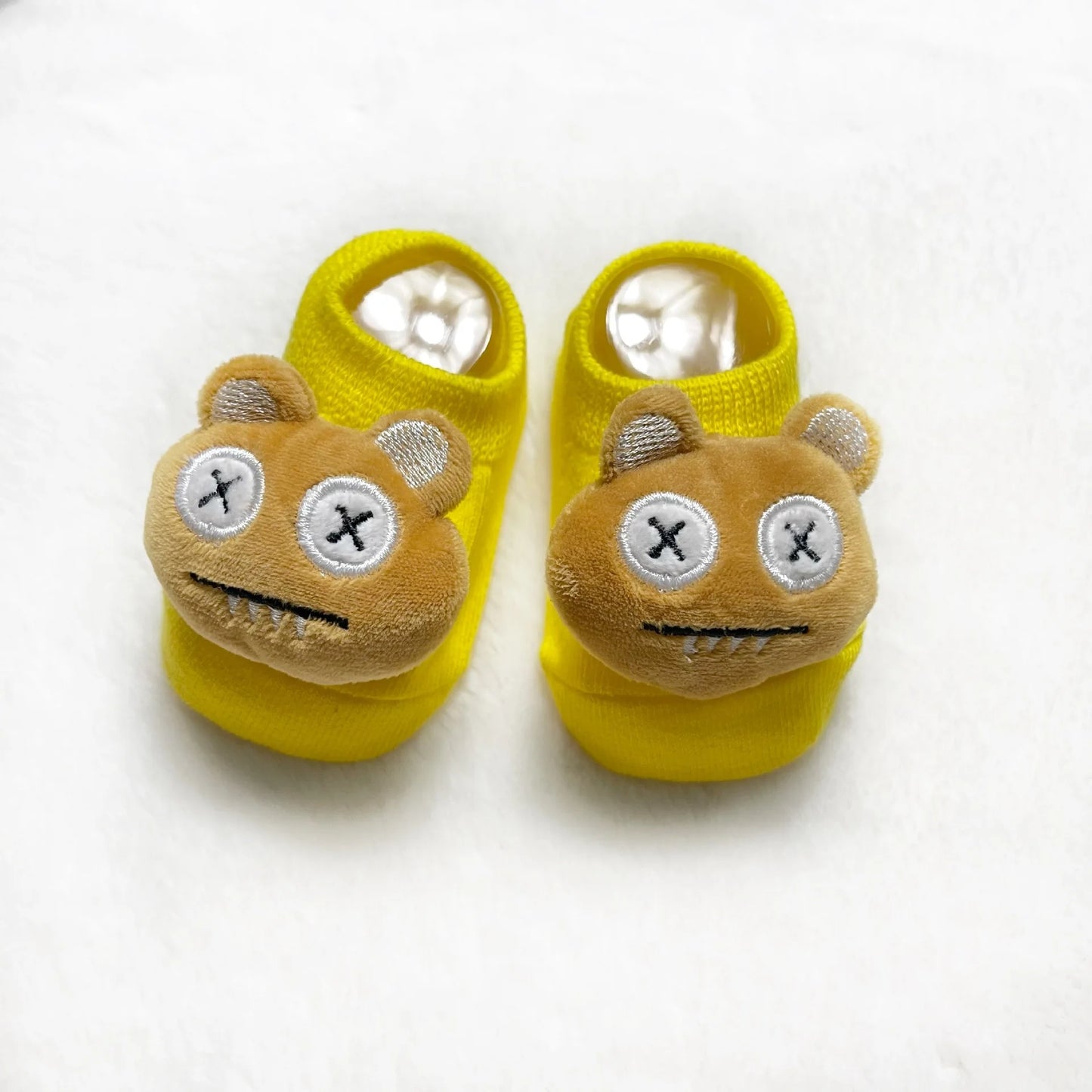 Adorable Cartoon 3d monster yellow baby socks. 0-3 Years