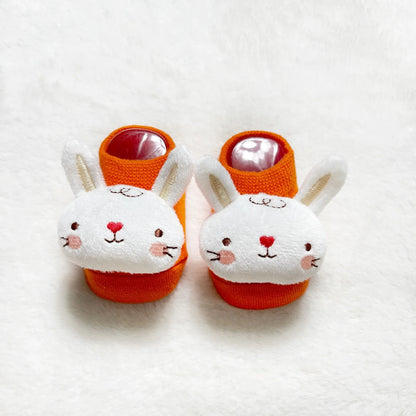 Adorable Cartoon 3d rabbit orange baby socks. 0-3 Years