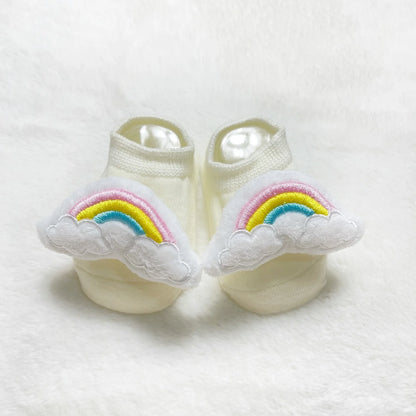 Adorable Cartoon 3d rainbow baby white socks. 0-3 Years