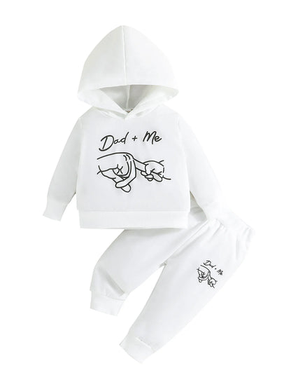 Winter "Dad and Me" Baby White Sweatshirt Set