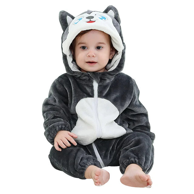 Adorable dark husky baby girl and boy full body suit costume. 0-3 Years