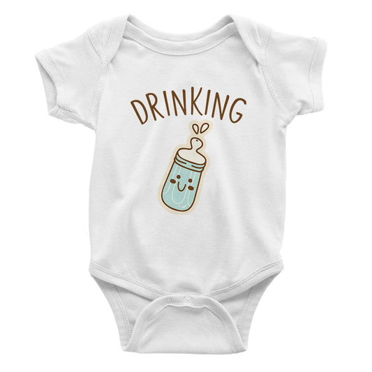 Funny Drinking Baby Bottle Baby Short Sleeve Romper