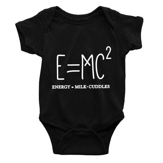 Adorable E=MC Squared Black Short Sleeve Baby Romper