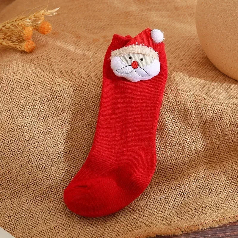 Adorable Christmas festive 3d cartoon santa baby socks. 0-3 Years