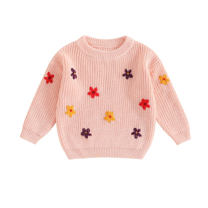 Adorable Floral pattern Pink Baby Sweater 0-3 Years