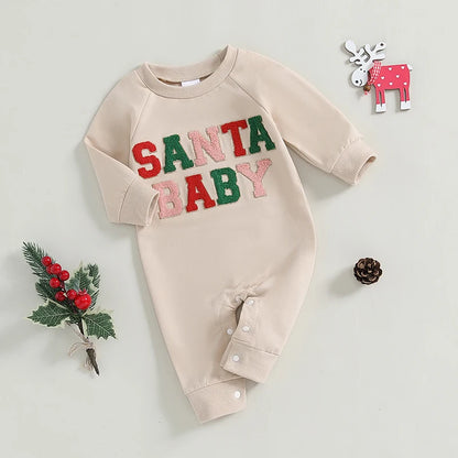 Festive Santa Baby Christmas Jumpsuit. Baby boy and girl 0-2 Years