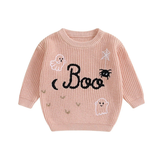 Adorable Pink Halloween "Boo" Ghost Sweater. Baby Girl. 0-3 Years