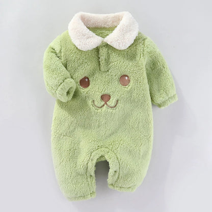 Warm and cosy green Snuggly Soft Cartoon Bodysuit. Baby boy and girl 0-1 Year