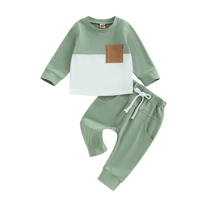 Adorable and warm light green winter Long Sleeve Tracksuit (2 Piece). Baby boy 0-3 Years