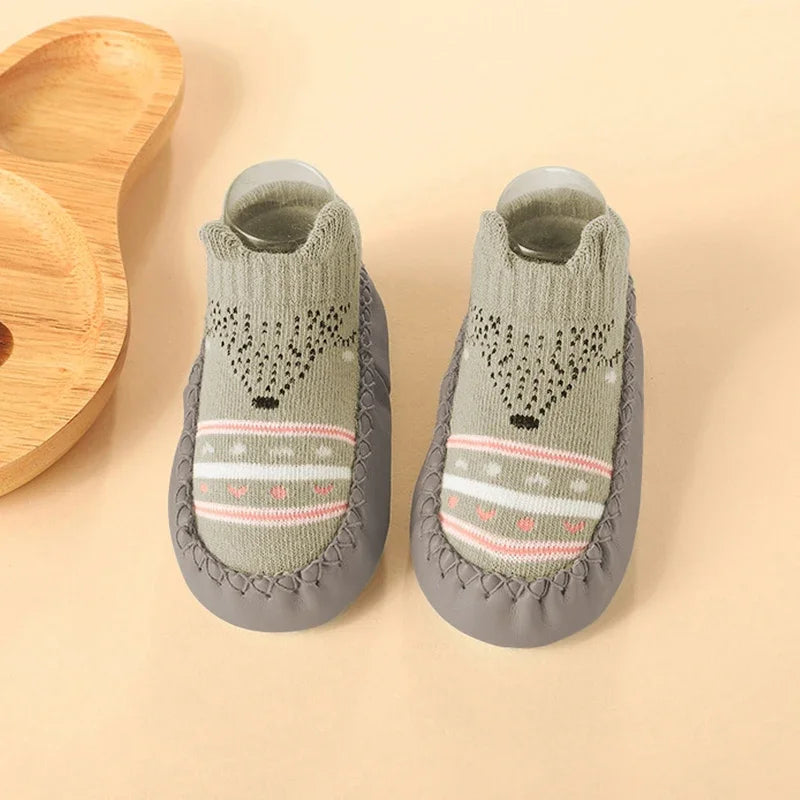 Adorable grey ears Baby boy and girl Socks with rubber soles 0-2 Years