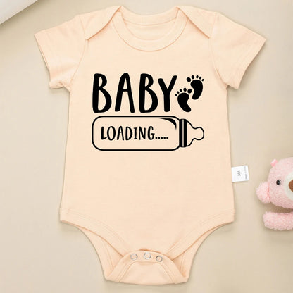 Funny Baby Loading Announcement Khaki Romper