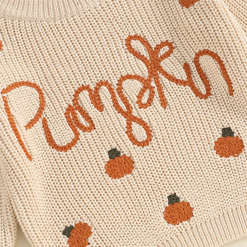 Logo of adorable halloween pumpkin printed baby sweater. 0-3 years