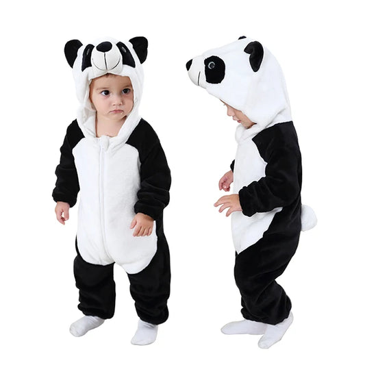 Adorable panda baby girl and boy full body suit costume. 0-3 Years