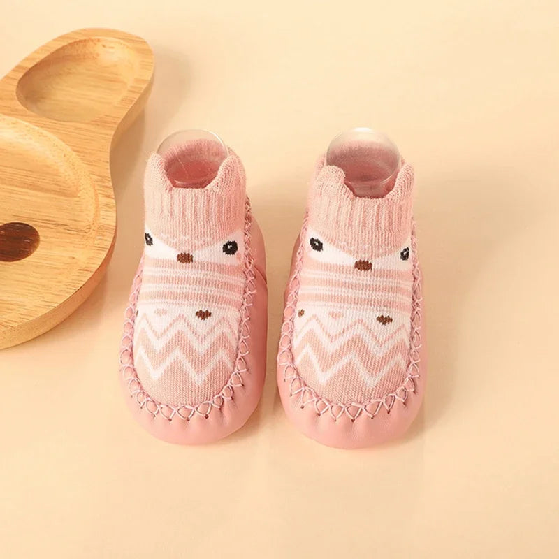 Adorable pink ears Baby boy and girl Socks with rubber soles 0-2 Years