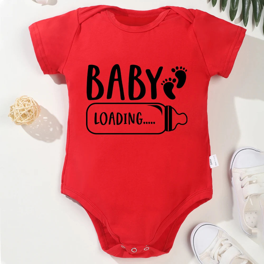 Funny Baby Loading Announcement Red Romper