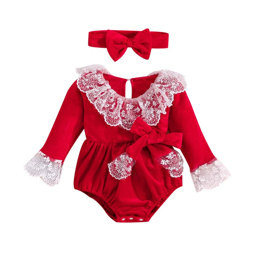 Adorable Red Christmas Long Sleeve Outfit (2 Piece). Baby girl 0-2 Years