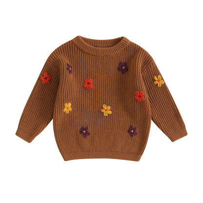 Adorable Floral pattern brown Baby Sweater 0-3 Years