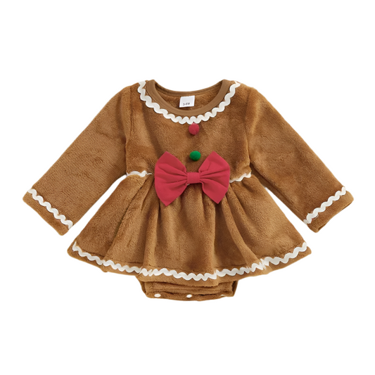 Gingerbread Christmas Romper Dress