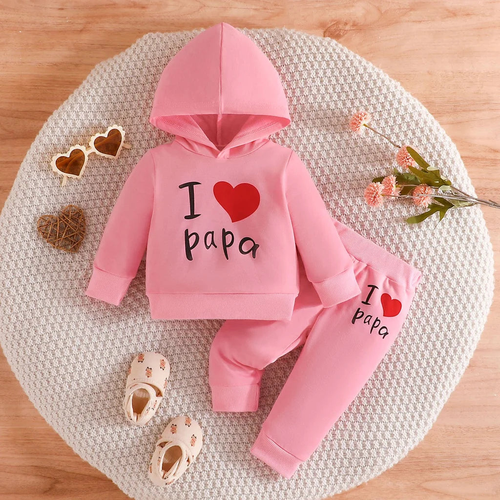 adorable i heart papa pink 2 piece baby tracksuit