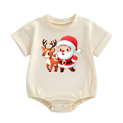 Cartoon Santa/Snowman Rompers