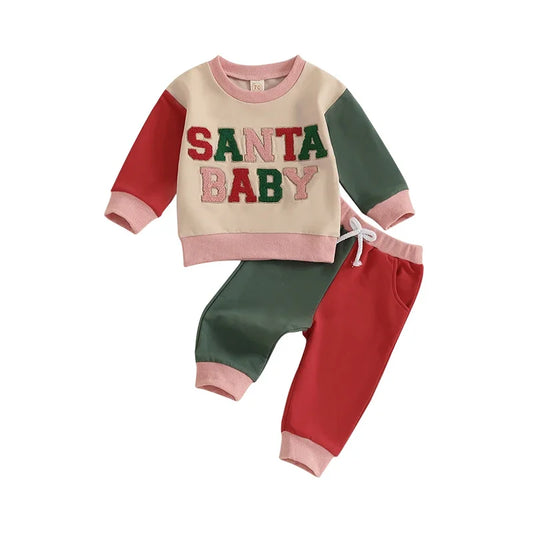 Adorable Christmas "Santa Baby" Long Sleeve Baby Sweatshirt set 0 - 3 years