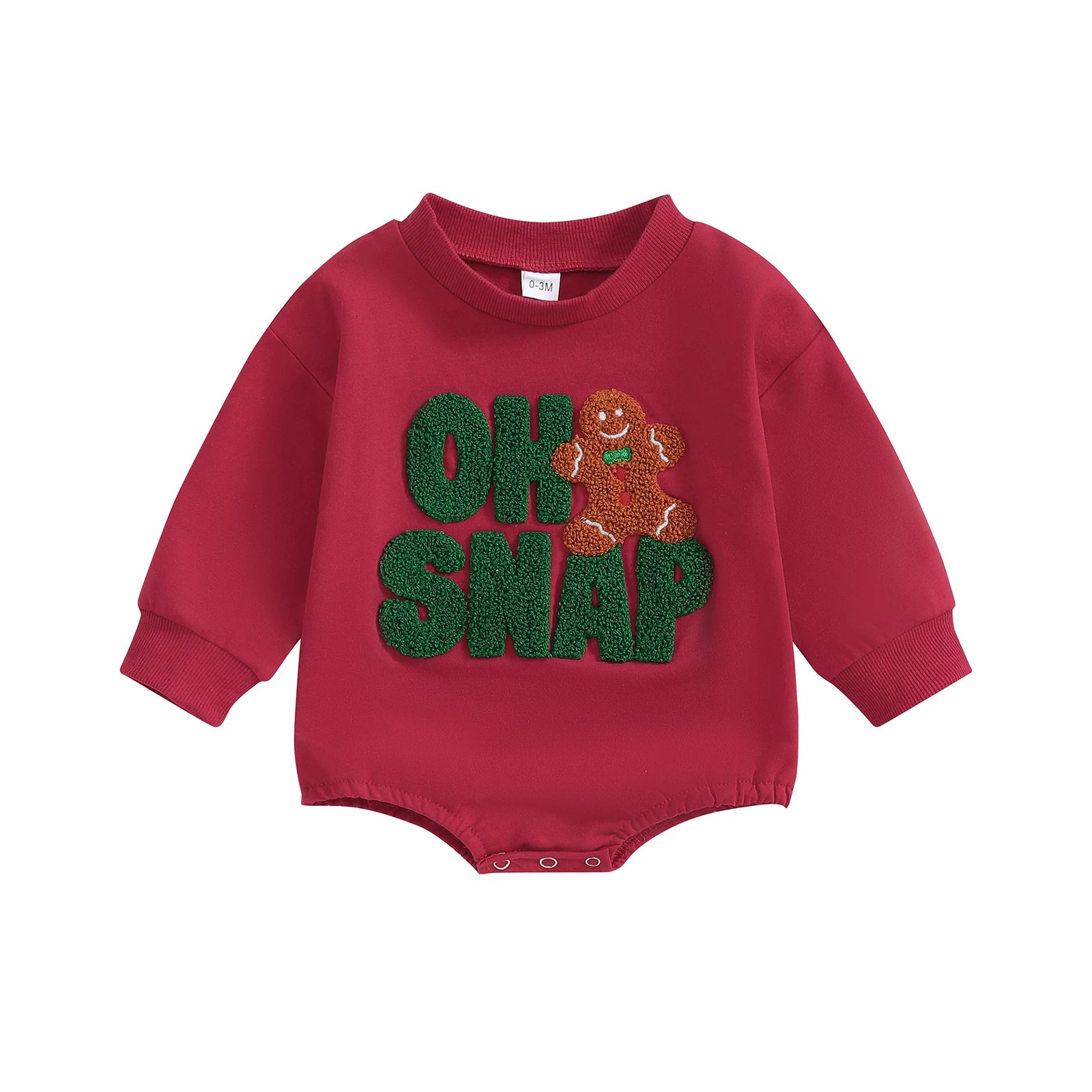 Adorable Christmas "Oh snap" Gingerbread Red Baby Romper 0 - 12 Months