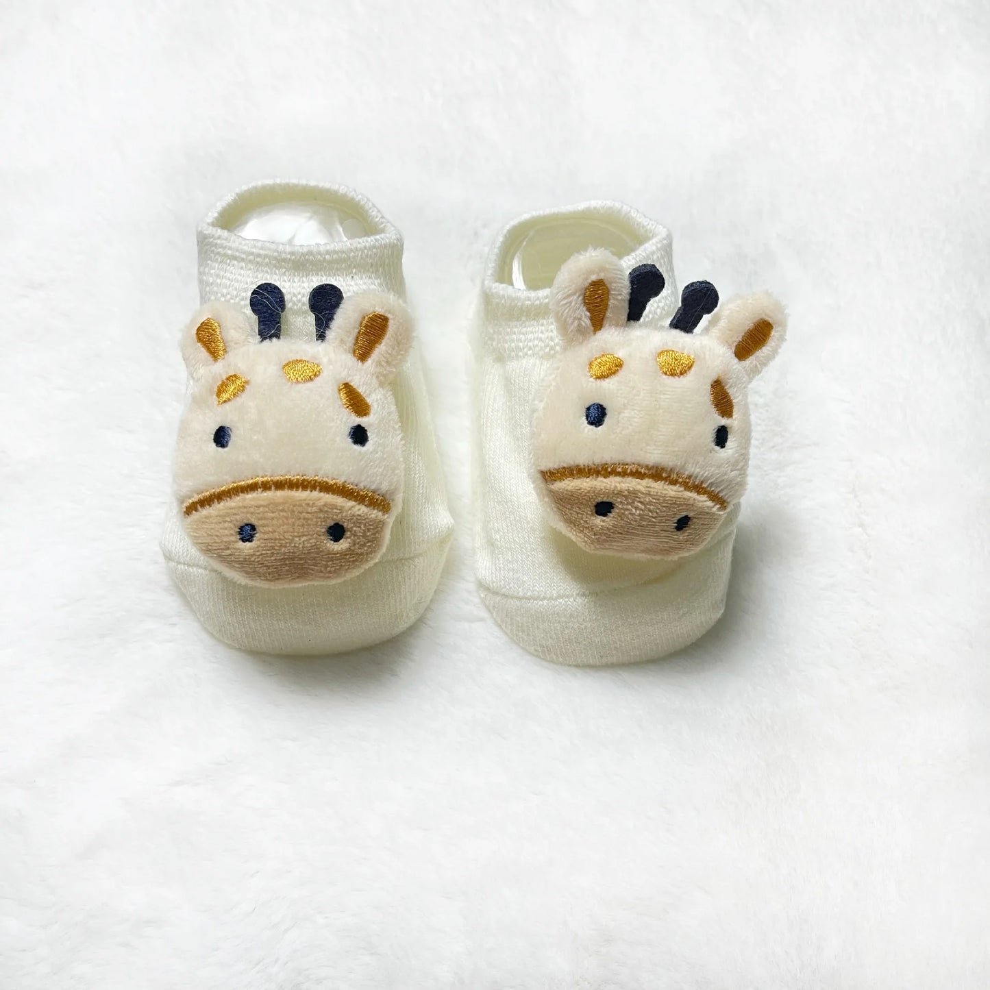 Adorable Cartoon 3d white giraffe baby socks. 0-3 Years