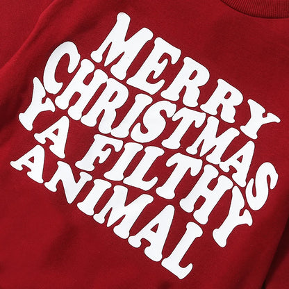 "Merry Christmas You Filthy Animal" Printed Christmas Romper