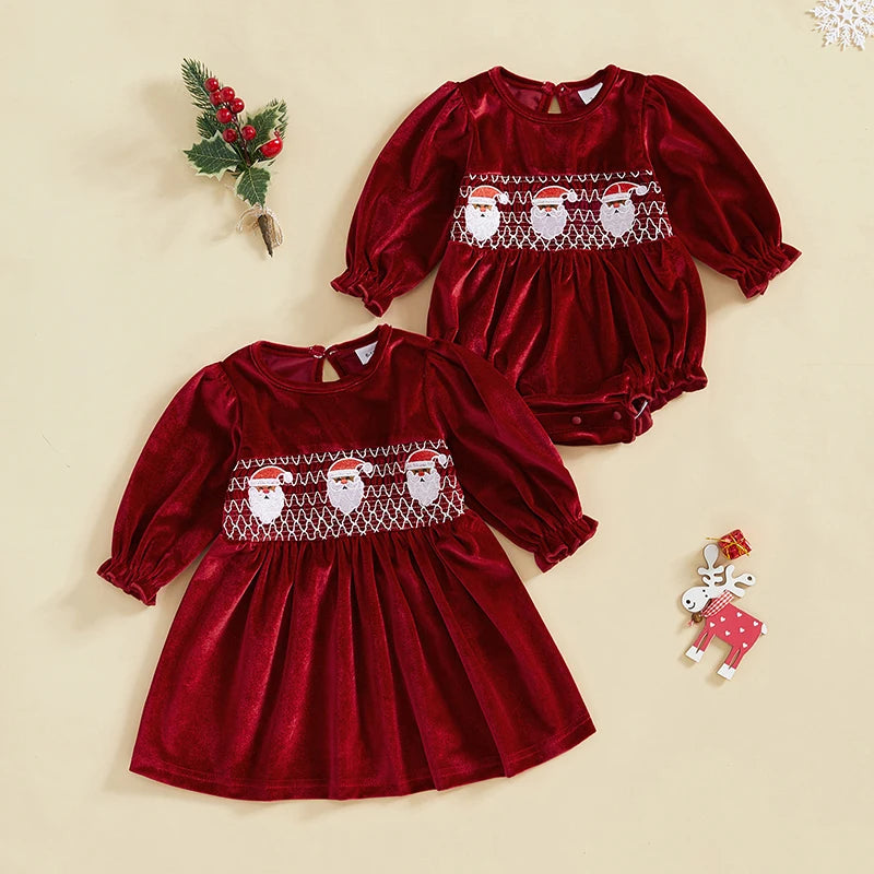 Adorable and Festive Santa Claus Christmas Romper and Dress. Baby girl 0-4 Years