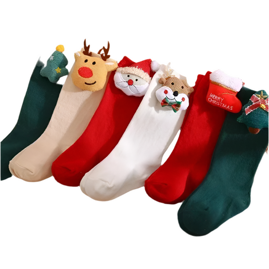 Adorable Christmas festive cartoon 3d baby socks. 0-3 Years