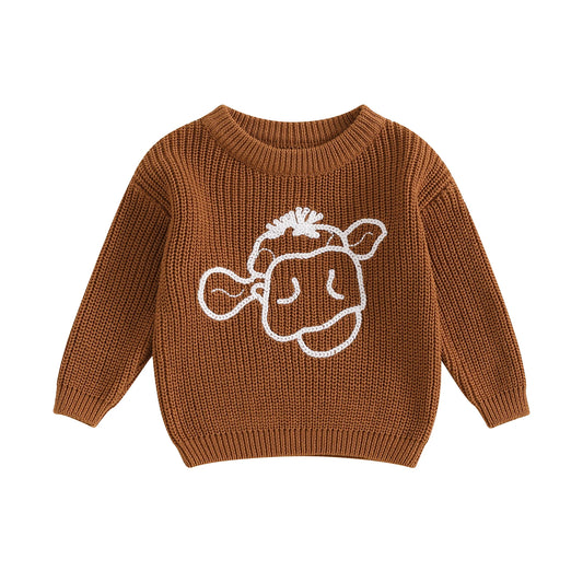 Adorable Cow Printed Brown Winter Warm Baby boy and girl sweater. 0-3 Years