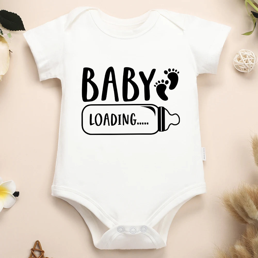 Funny Baby Loading Announcement White Romper