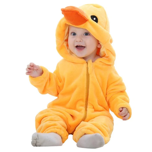 Adorable yellow duck baby girl and boy full body suit costume. 0-3 Years