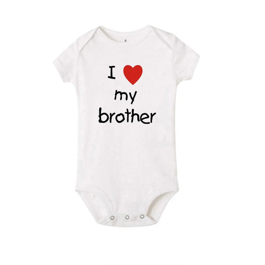 adorable i heart my brother white short sleeve baby romper