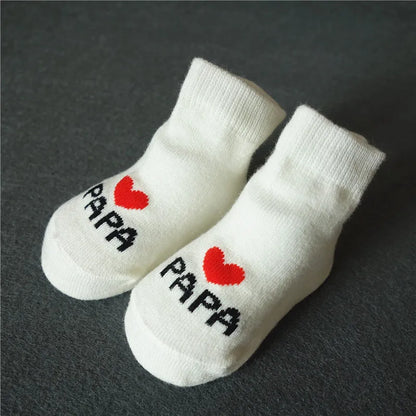 Adorable i heart papa white baby socks