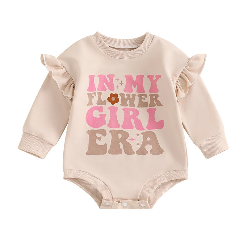 Adorable in my flower girl era long sleeve baby romper 